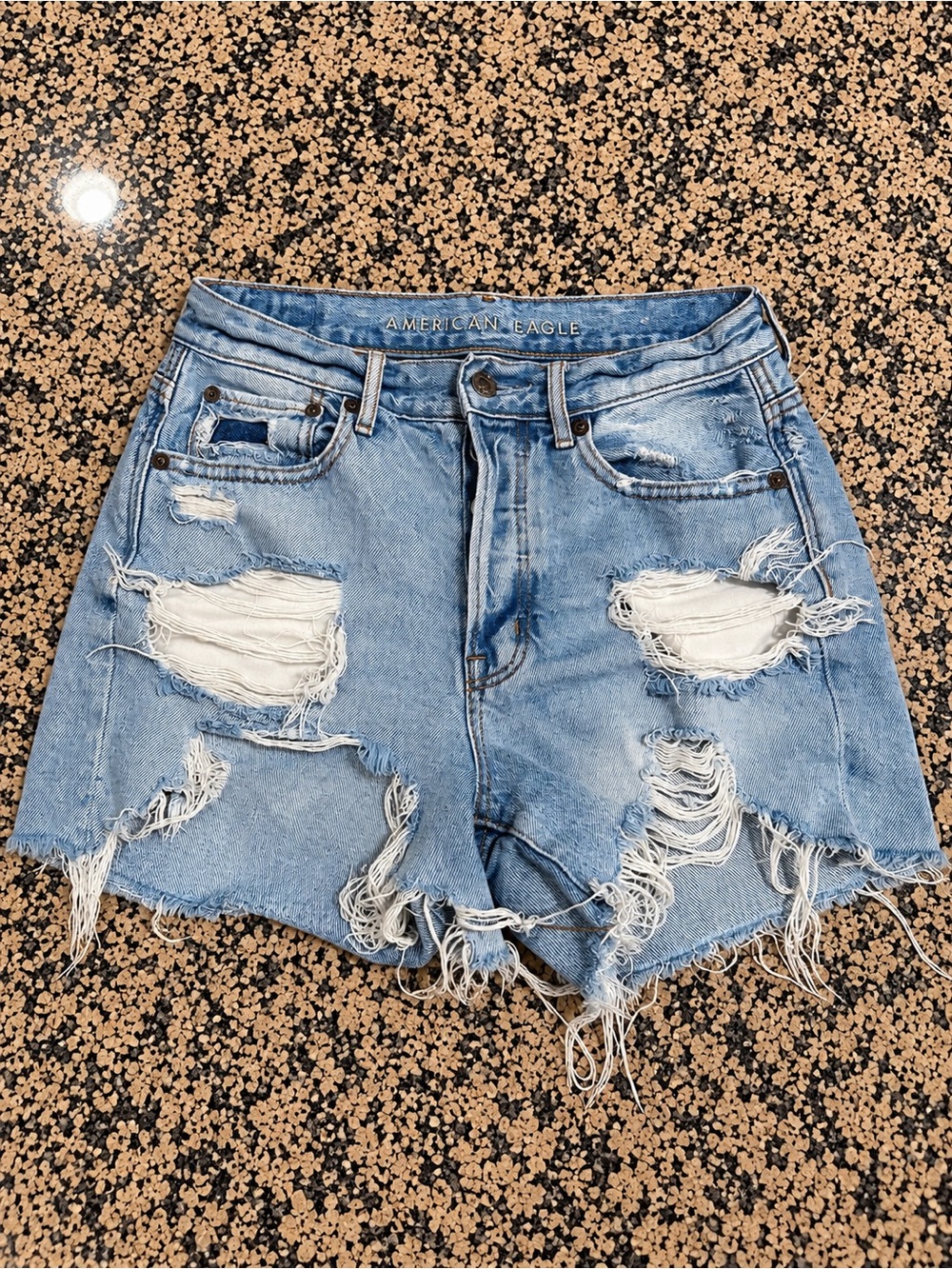 American Eagle Outfitters Light Blue Distressed Denim Cutoff Shorts